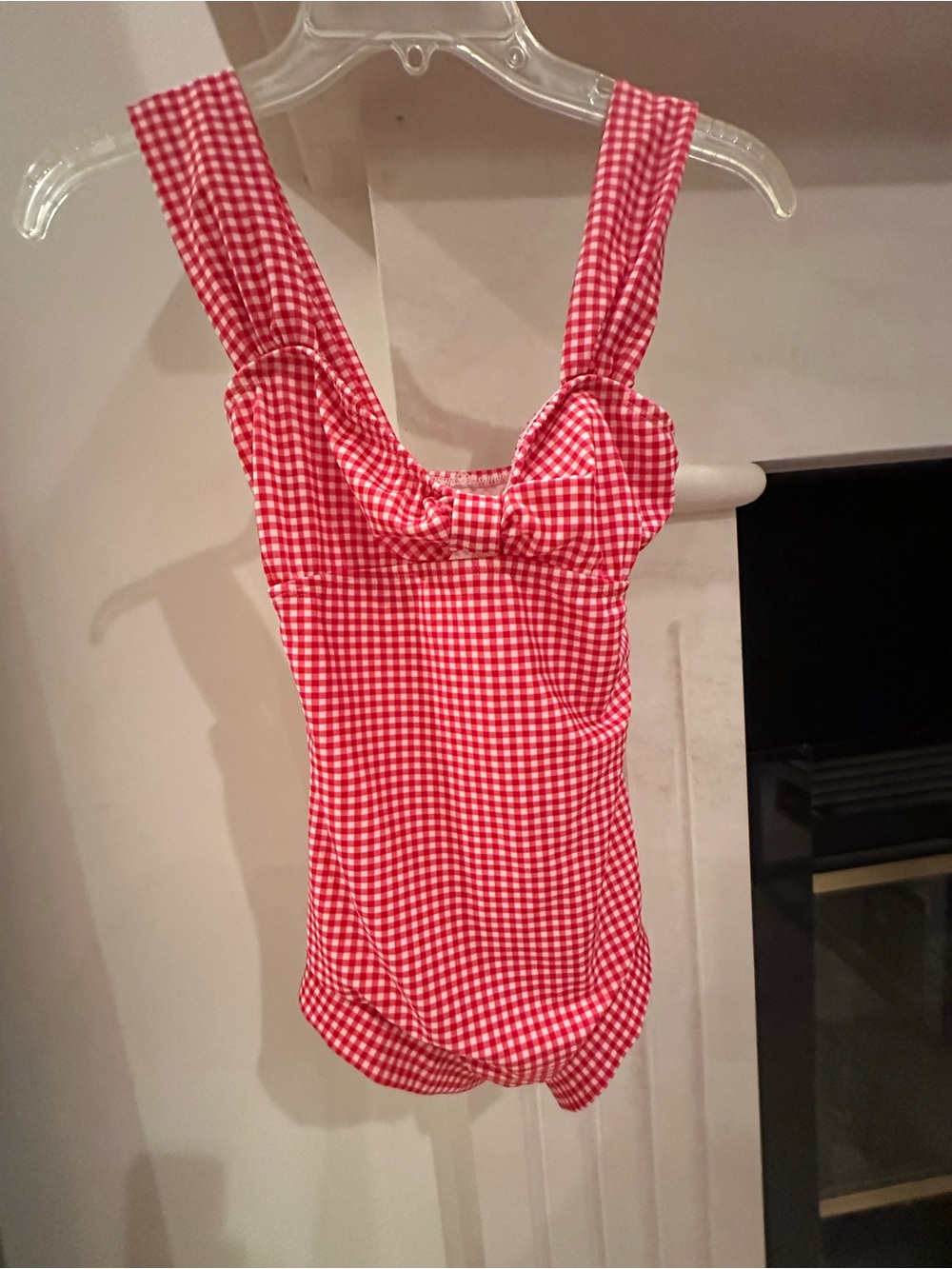 Lux Red Gingham One-Piece Swimsuit with Front Bow